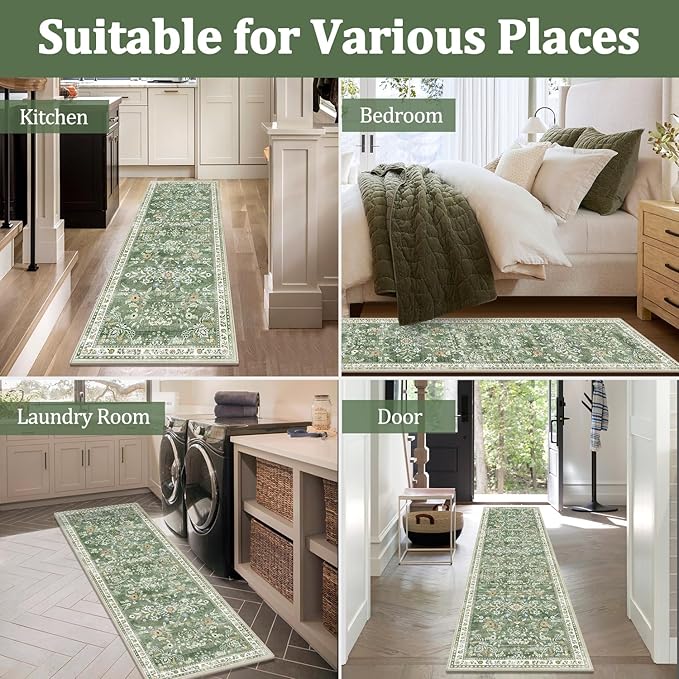 Yamaziot Washable Area Rug 8x10 – Large Non-Slip Boho Floral Living Room Rug - Image 6