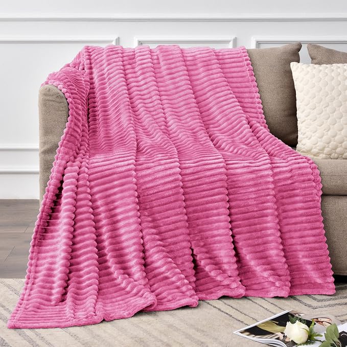 BEDELITE Fleece Blanket Twin Size – 3D Ribbed Jacquard Soft and Warm Decorative - Image 2