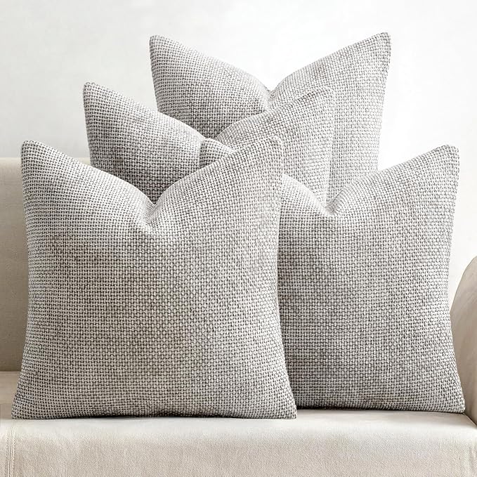 MIULEE Pack of 4 Couch Throw Pillow Covers 18x18 Inch Light Gray Soft by MIULEE