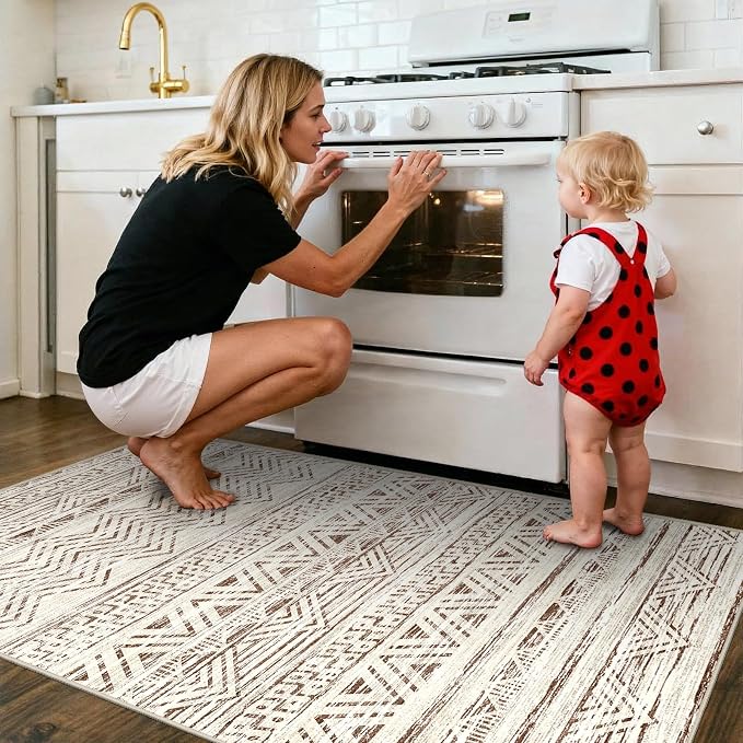 2x4 Washable Entryway Runner Rug: Moroccan Small Area Rug Soft Non Slip Door Mat - Image 2
