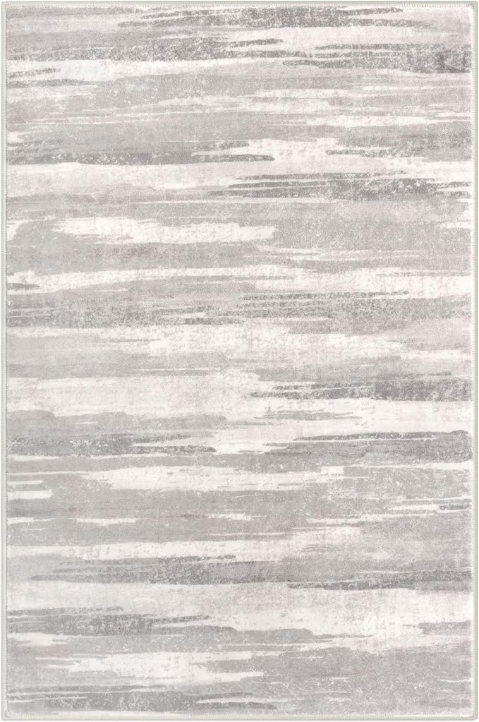 Lansny Modern Abstract Entryway Rug Indoor 2x3 Neutral Washable Non-Slip Soft - Image 9