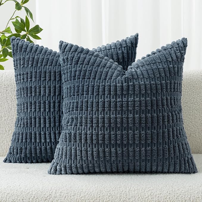 MIULEE Pack of 2 Corduroy Decorative Throw Pillow Covers 16x16 Inch Soft Boho by MIULEE