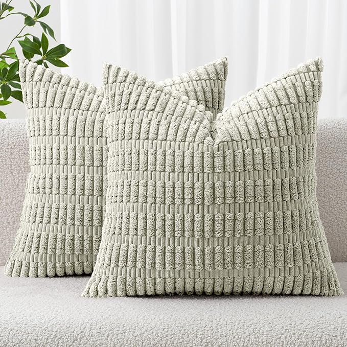 MIULEE Pack of 2 Spring Corduroy Decorative Throw Pillow Covers 18x18 Inch Soft by MIULEE