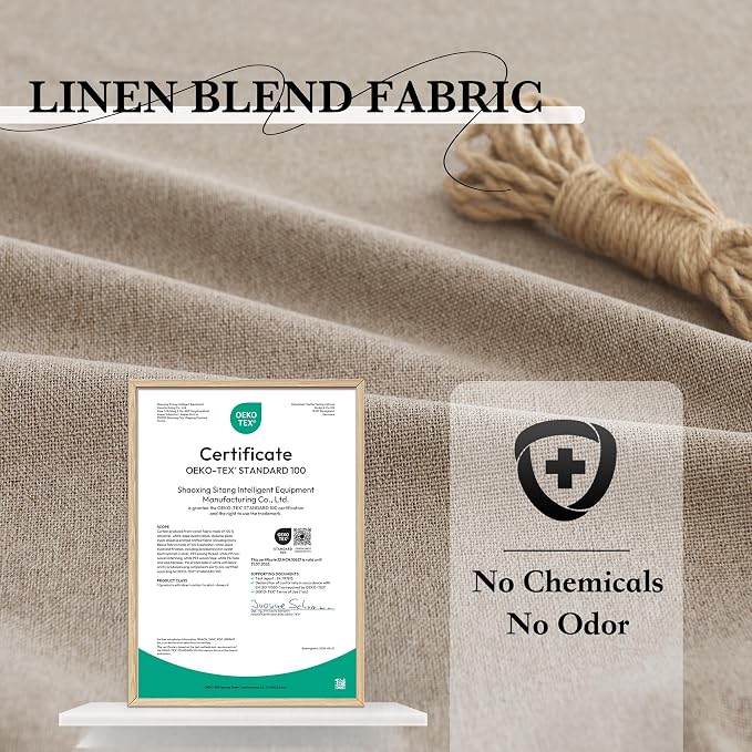 RYB HOME 100% Blackout Flax Linen Curtains 90 Inch Long, Light Block and - Image 5
