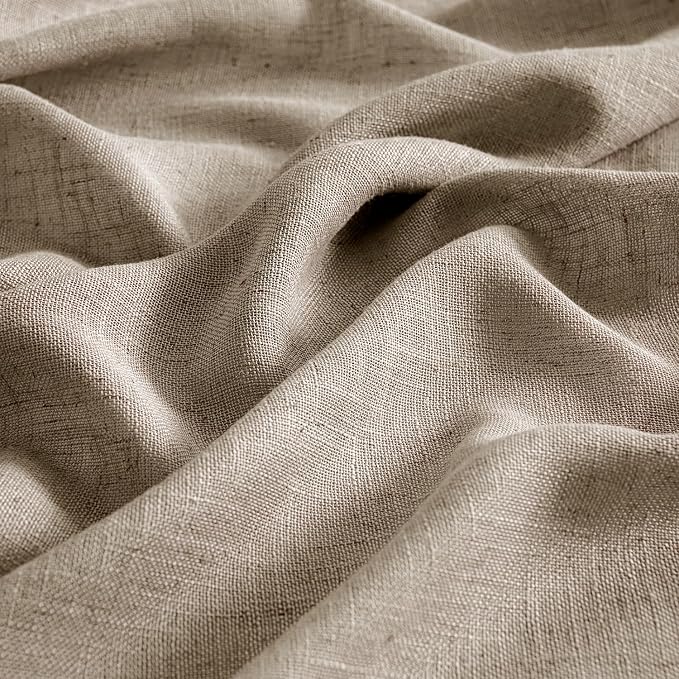 MIULEE Taupe Grey Linen Curtains 54 Inch Length 2 Panels - Image 4