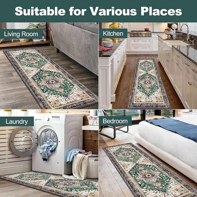 Yamaziot Washable Runner Rug, 2x6 Non-Slip Boho Vintage Hallway Rug Runner - Image 7