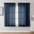 Lecloud Leia Navy Blue Sheer Curtains 54 Inch Length 2 Pcs, Rod Pockets Bedroom by Lecloud