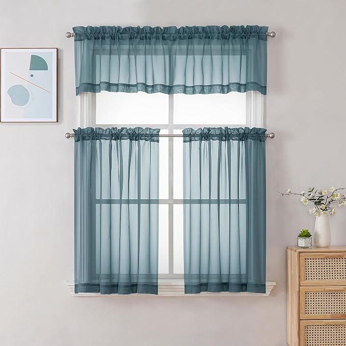 Chyhomenyc Stone Blue Sheer Valances - Image 2