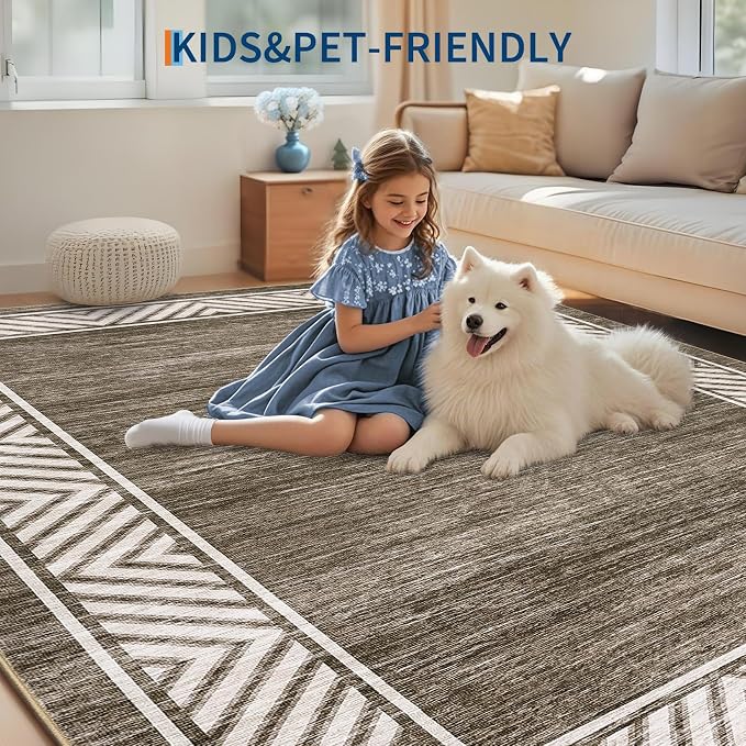GarveeHome Bordered Bedroom Rugs 5x7 Ultra-Soft Indoor Carpet, Non-Slip Modern - Image 7