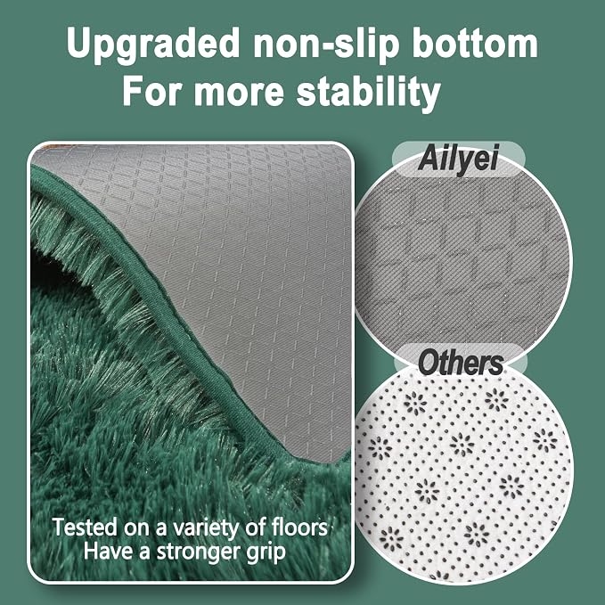Soft Runner Rugs for Bedroom Hallways New Upgraded Non-Slip Bottom, 2x3 Green - Image 2