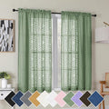 Simplebrand Sage Green Semi Sheer Curtains 54 Inch Length 2 Panels, Geometric by Simplebrand