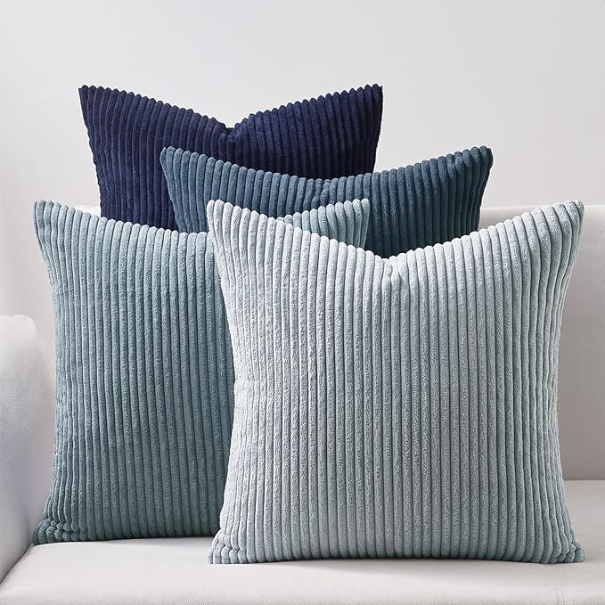 Topfinel Decorative Throw Pillow Covers Dusty Blue Navy Series 16x16 Inch Set by Topfinel