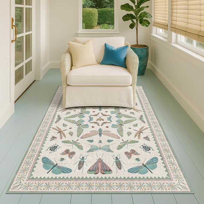 Light Blue and Pink Rug 4x6 Rugs - Image 8