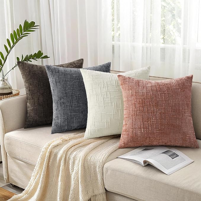 decorUhome Summer Pink Chenille Throw Pillow Covers 18x18 Set of 2 Textured - Image 7