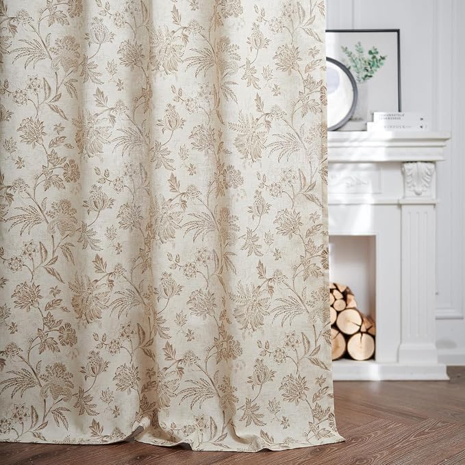 jinchan Linen Floral Curtains for Living Room - Image 3