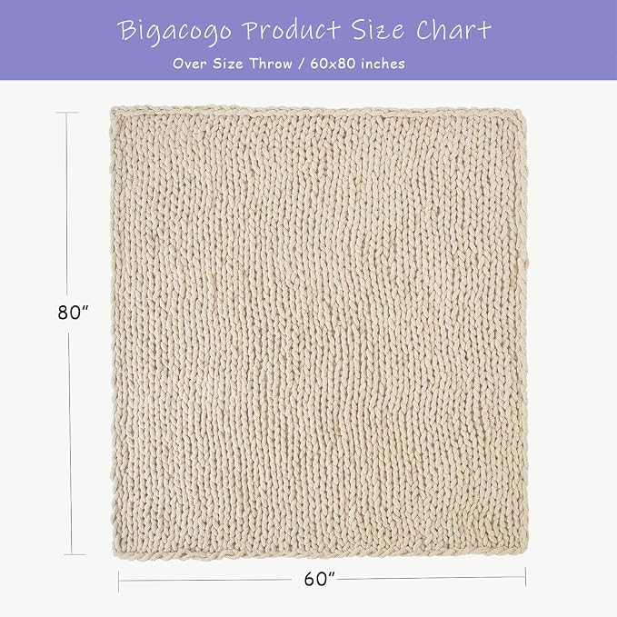 Bigacogo Chunky Knit Throw Blanket - Image 2