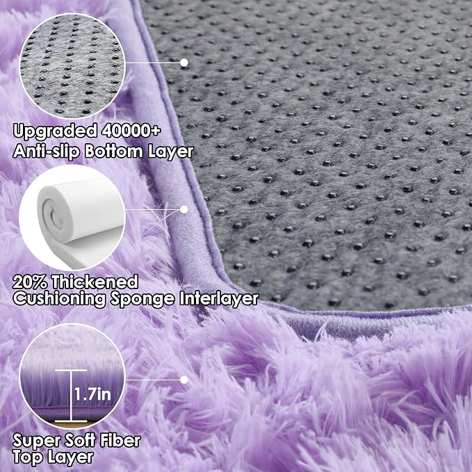 ONASAR Purple Area Rugs for Bedroom Living Room, Fluffy 4x6 Indoor Bedside - Image 3