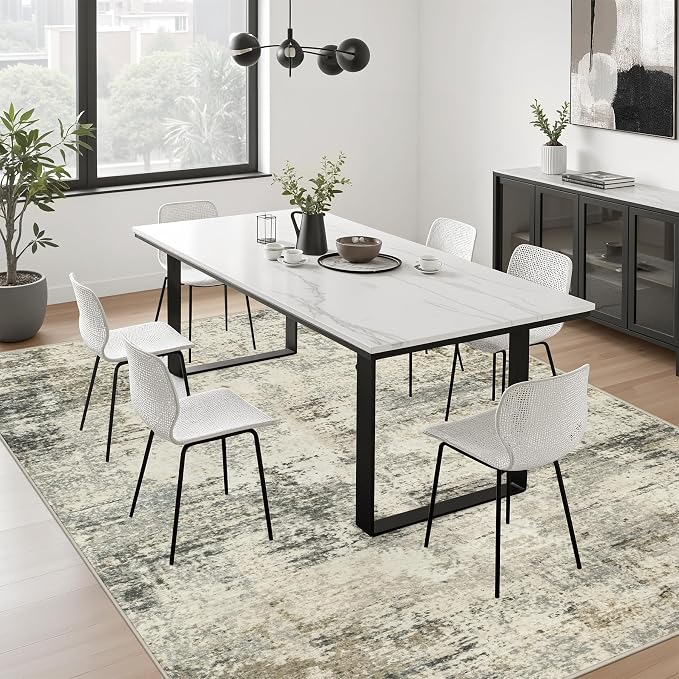 6x9 Area Rug Living Room: Modern Washable Soft Carpet Ash Brown | - Image 4