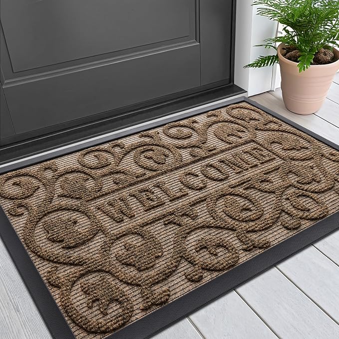 Smiry Welcome Door Mat Outside Entrance, Heavy Duty Trap Dirt and Moisture Easy by Smiry