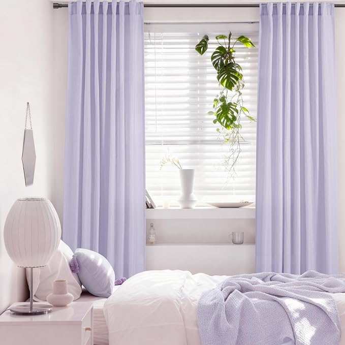Lavender Purple Linen Curtains 84 Inch Length 2 Panels Set - Image 5