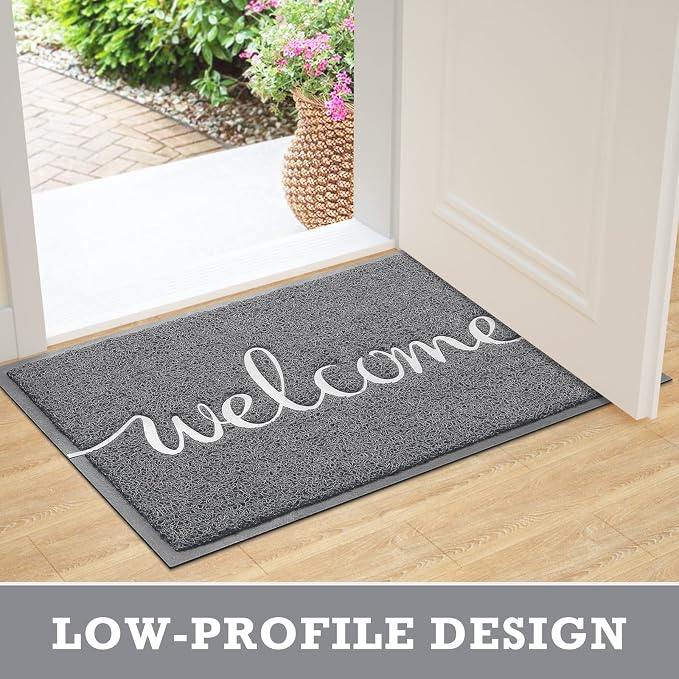 CozyBounty Grey Door Mat Welcome Mats Outdoor Indoor Non-Slip Doormat - Image 4