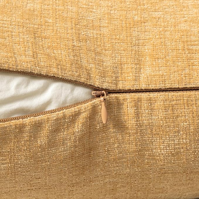 MIULEE Pack of 2 Couch Throw Pillow Covers 18x18 Inch Soft Beige Yellow - Image 3