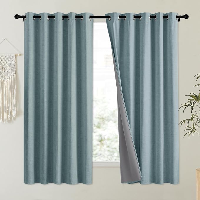 NICETOWN 100% Absolutely Blackout Linen Curtains - Image 2