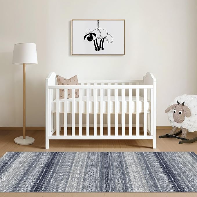 Nakagishi Area Rug Living Room Rugs: 3X8 Machine Washable Boho Large Neutral - Image 9