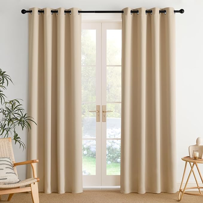 NICETOWN Room Darkening Draperies Curtains Panels, 2 Panels Biscotti Beige W52 by NICETOWN
