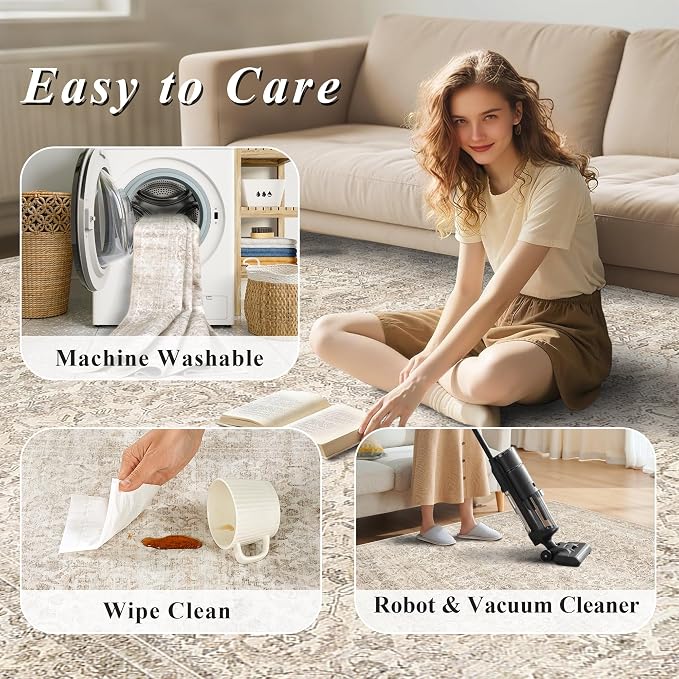 Schweek 2x10 Beige Washable Kitchen Runner Rug Long Runners - Image 7