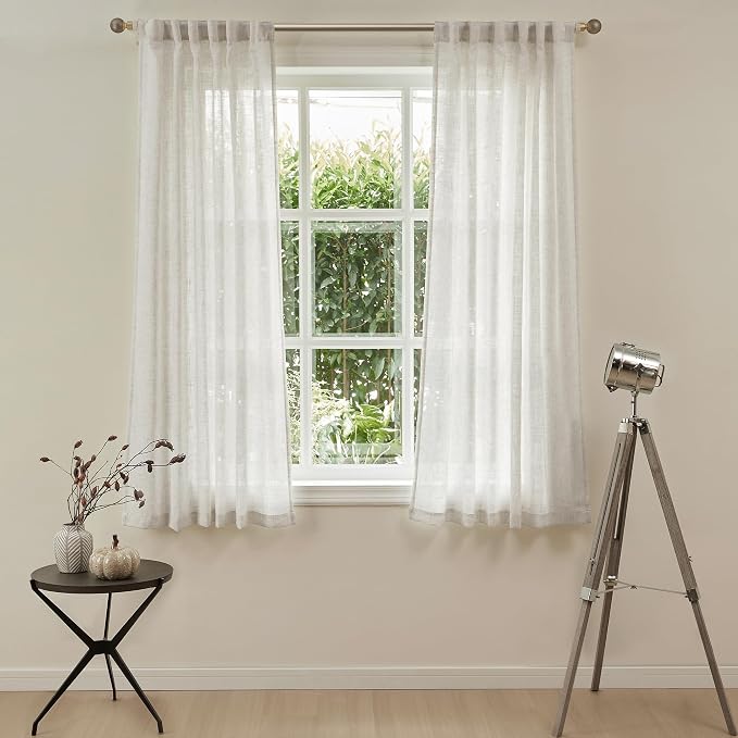 MYSKY HOME Kitchen Window Curtains Half Sheer Drapes 45 Inches Long, Boho - Image 2
