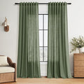 Nanspring Forest Green Linen Curtains by Nanspring