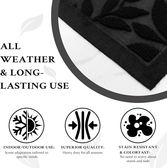 Black Leaves Outdoor Indoor Entrance Door mat, Absorbent Durable Heavy Duty - Image 4