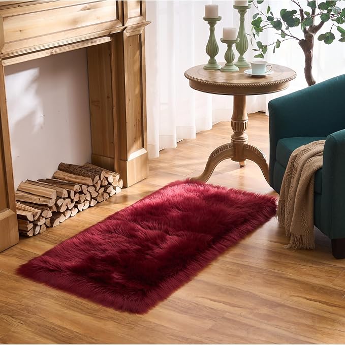 EasyJoy Ultra Soft Fluffy Shaggy Area Rug Faux Fur Rug Chair Cover Seat Pad - Image 5