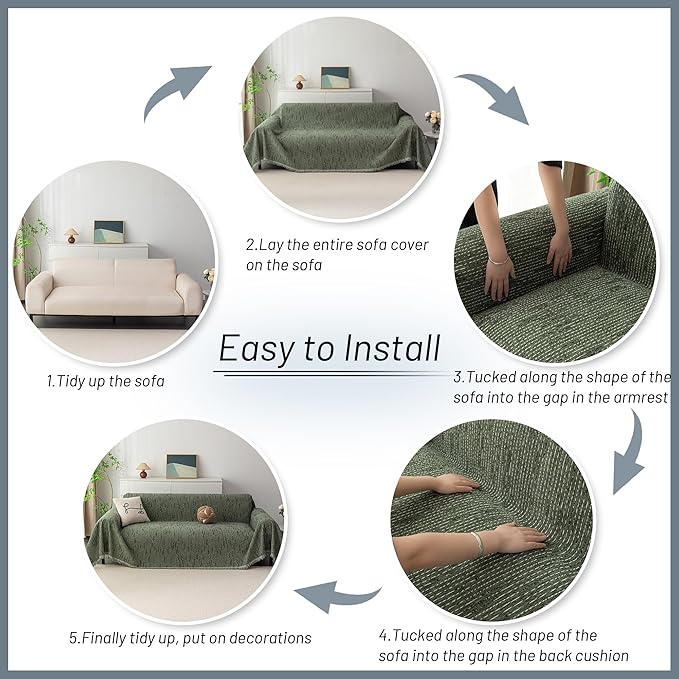 MYSKY HOME Couch Covers for 2 Cushion Couch Sectional Sofa, L Shape Sofa - Image 7