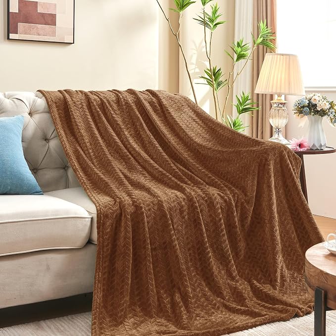 inhand Fleece Twin Blanket for Bed Chocolate Brown Throw Blanket for Couch - Image 3