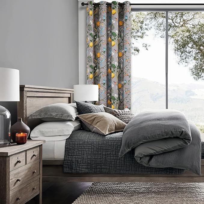 Topfinel Gray Patterned Curtains 96 Inch Long - Image 6
