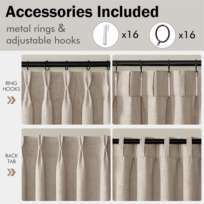 MIULEE Pinch Pleated Thick Linen Curtains 84 Inches Long 2 Panels - Image 8