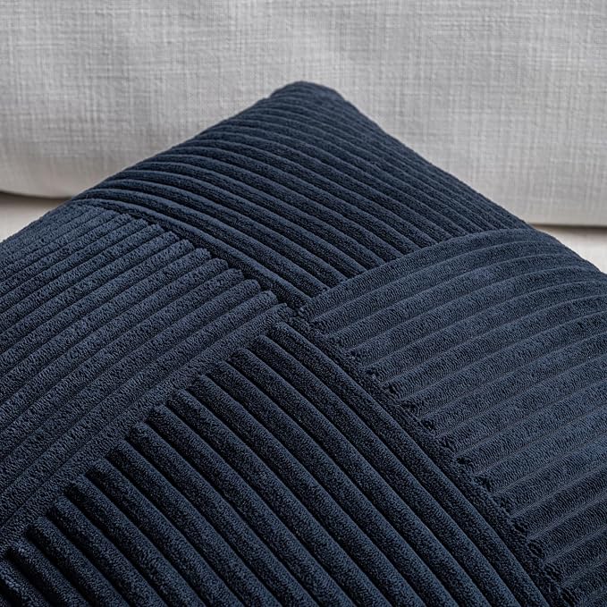 Fancy Homi 2 Packs Navy Blue Samll Decorative Throw Pillow Covers 12x12 Inch - Image 3
