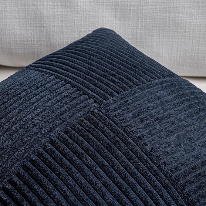 Fancy Homi 2 Packs Navy Blue Long Lumbar Decorative Throw Pillow Covers 16x24 - Image 3