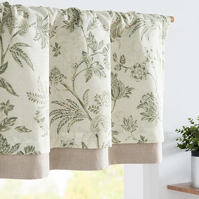 jinchan Floral Valance Curtain Linen Kitchen Valance by JINCHAN