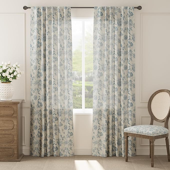 jinchan Linen Floral Curtains for Living Room - Image 2