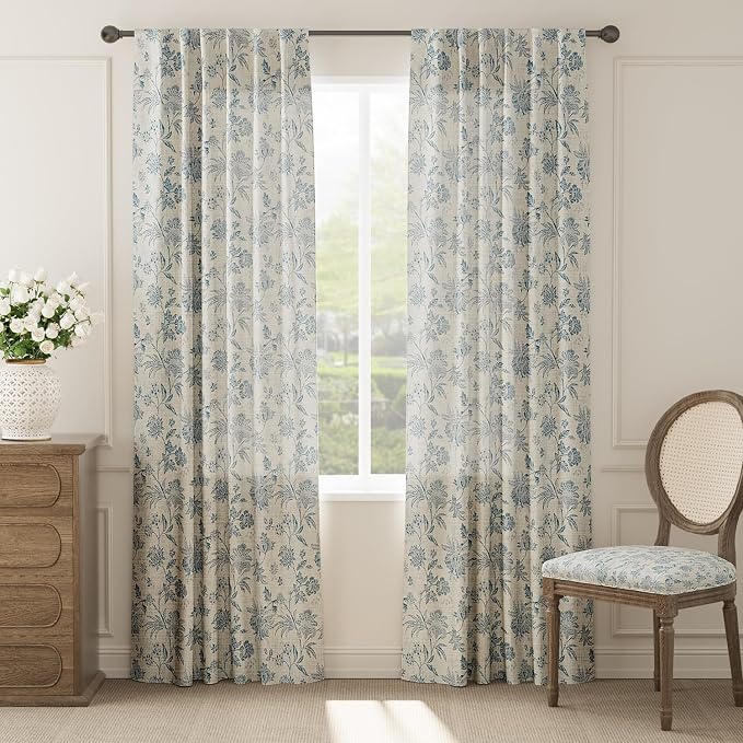 jinchan Linen Floral Curtains for Living Room - Image 2