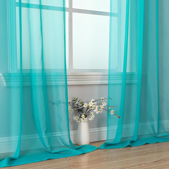 OVZME 2 Panels Sheer Curtains 108 Inches Long, Light Filtering Semi Transparent - Image 2