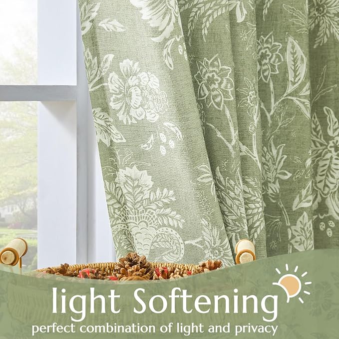 jinchan Linen Floral Curtains for Living Room - Image 5