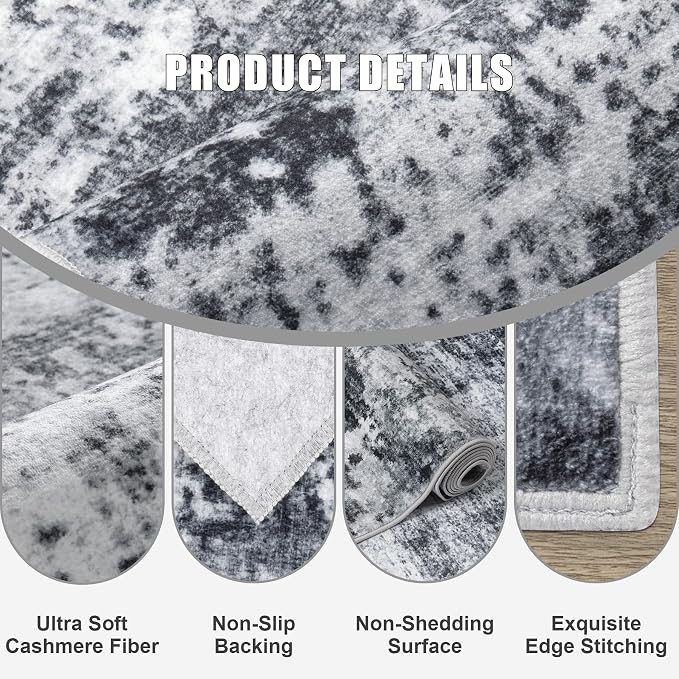 9x12 Area Rug Living Room Rug: Washable Modern Abstract Soft Thin Rug Indoor - Image 7