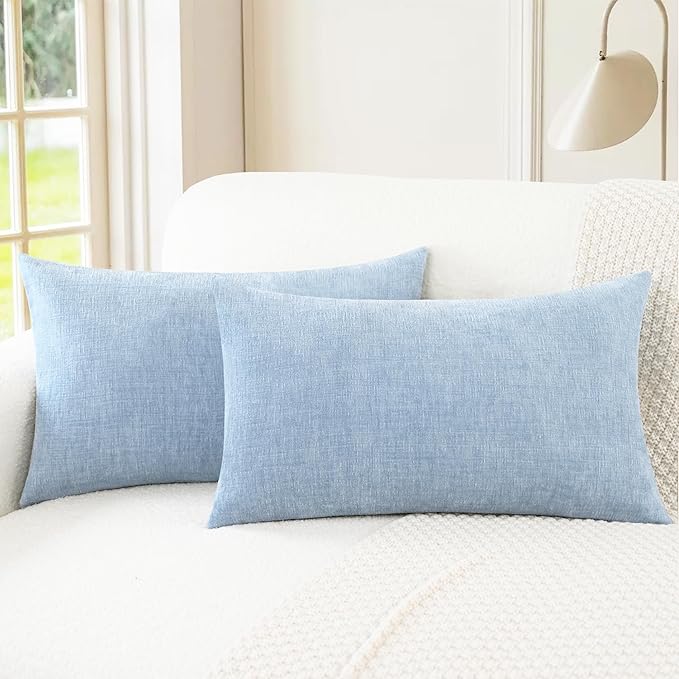 CaliTime Throw Pillow Covers Decorative 12 X 20 Inches Pack of 2 Cozy Chenille by CaliTime