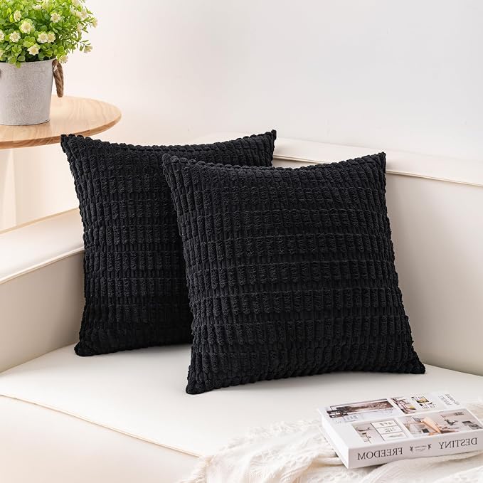 Aegero Pack of 2 Corduroy Decorative Throw Pillow Covers 18x18 Inch by Unknown