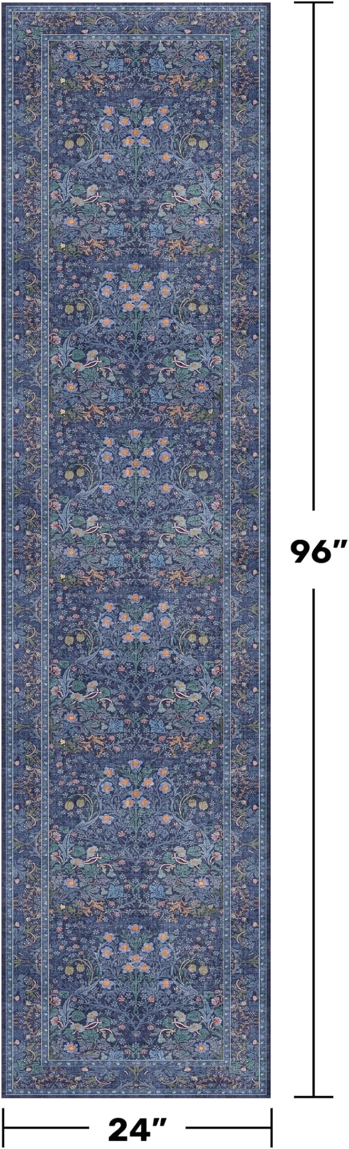 Dark Blue 2x8 Kitchen Runner Rugs - 8ft Long Machine Washable Hallway Runner - Image 2