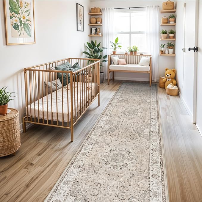 Washable 3x12 Hallway Runner Rug: Vintage Non Slip Soft Rug - Image 7